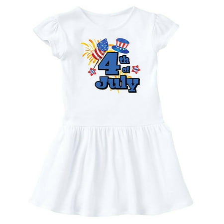 

Inktastic 4th of July with Stars Hat and Fireworks Gift Baby Girl Dress