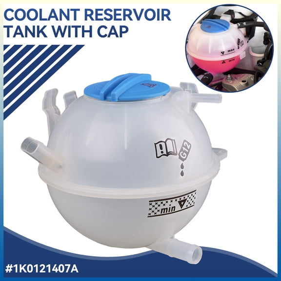 OEMASSIVE Front Engine Coolant Reservoir Tank with Cap 1K0121407A for VW Golf Jetta Passat Tiguan Audi