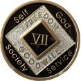 thumbnail image 3 of 7 Year Black and Silver Glitter NA Medallion Official Narcotics Anonymous Chip, 3 of 4