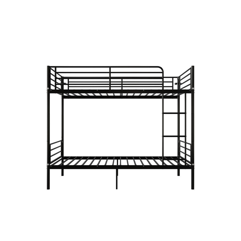 Twin Over Twin Bunk Bed with Ladder and High Guardrail, Convertible Metal Bunk Bed, Separates into 2 Twin Beds, Space Saving, Matt Black