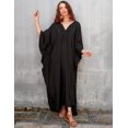thumbnail image 2 of Kaftan Vestidos para Mujer de Gasa de Floral Impresión Caftán Traje de Baño Tallas Grandes Larga Playa Cover up Negro Negro Xishao ropa, 2 of 2