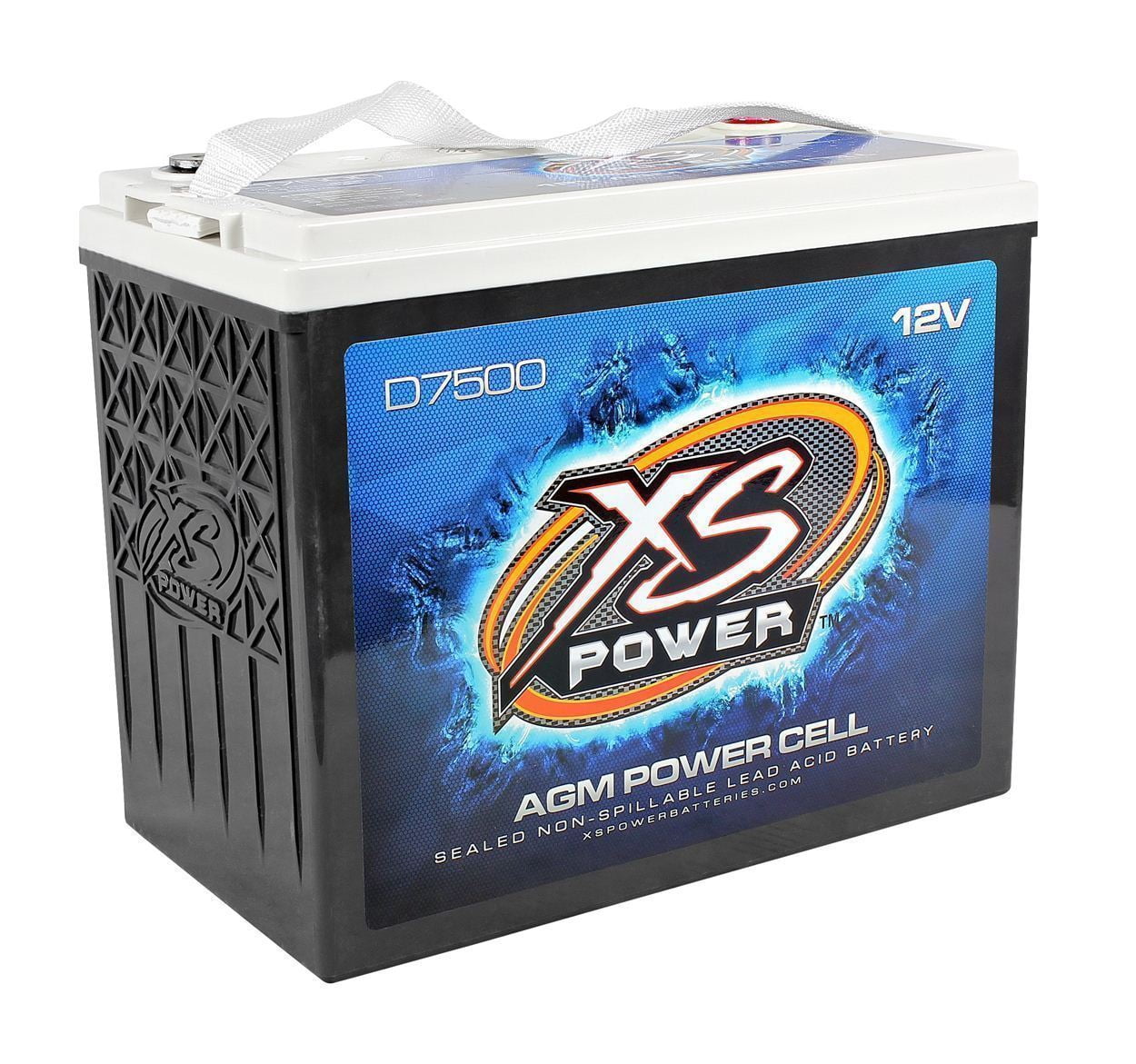 XS Power D7500 6000 Amp 12 Volt Car Audio Sealed AGM Battery+Power/Ground Wires