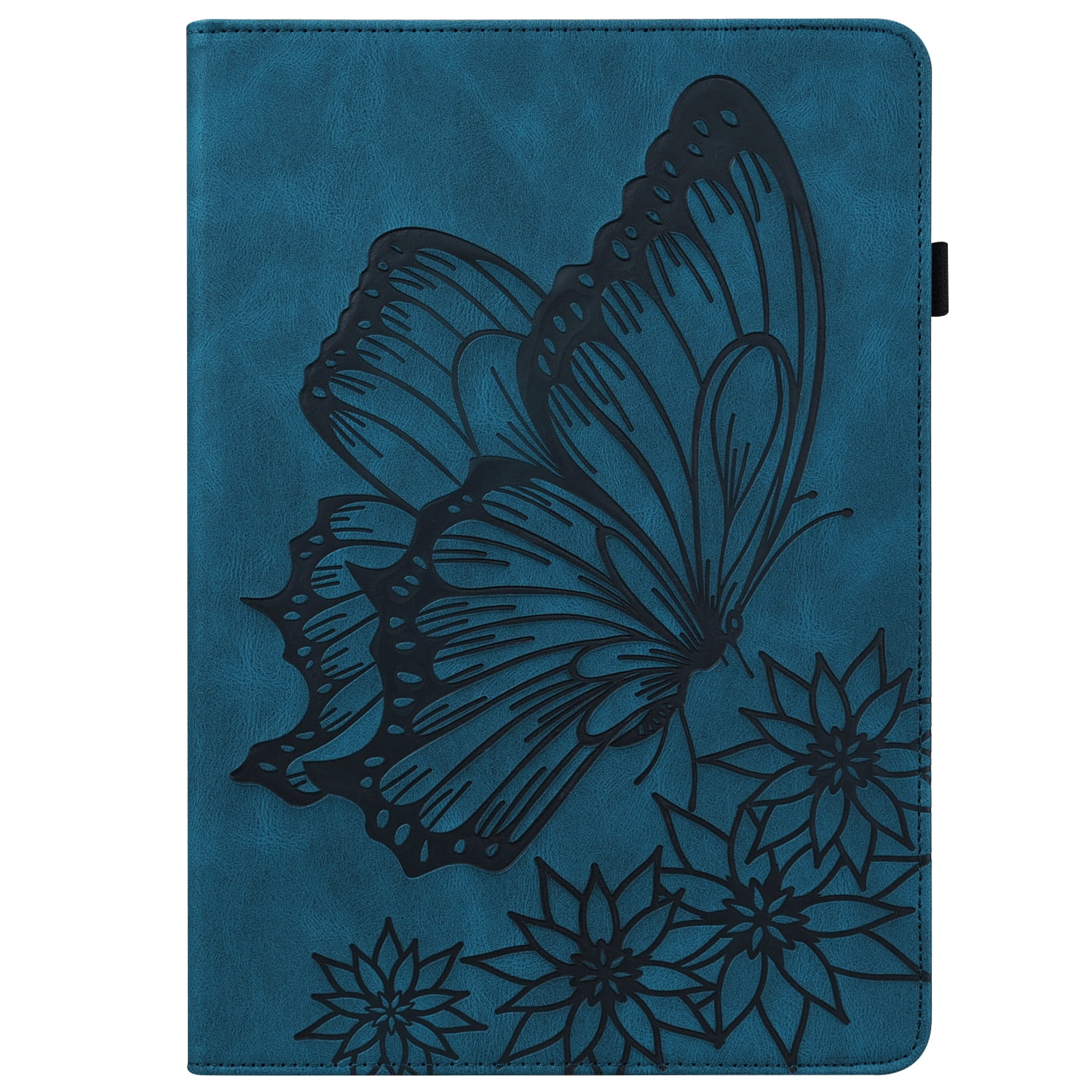 Allytechgroup iPad Pro 11 Case Cover, Stylish Big Butterfly Design PU Leather Smart Cover Auto Sleep Wake Pencil Holder Flip Stand Shockproof Bumper Case for Apple iPad Pro 11" 2024 M4, Blue