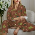 thumbnail image 6 of Salouo Cute Armadillos Pattern Women's Pajamas Set Long Sleeve Button Down Sleepwear Soft Pj Lounge Sets for women 2 Piece Pjs Set with Long Pants-, 6 of 7