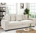 thumbnail image 2 of US Pride Furniture Luxe Corduroy Sofa with 5 Matching Toss Pillows Sleek Design Spacious and Comfortable 3 Seater Couch for Modern Living Room White, 2 of 5