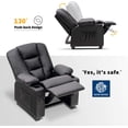 thumbnail image 2 of MCombo Big Kids Recliner Chair with Cup Holders for Toddler Boys and Girls, 2 Side Pockets, 3+ Age Group, Faux Leather 7322 Black, 2 of 7