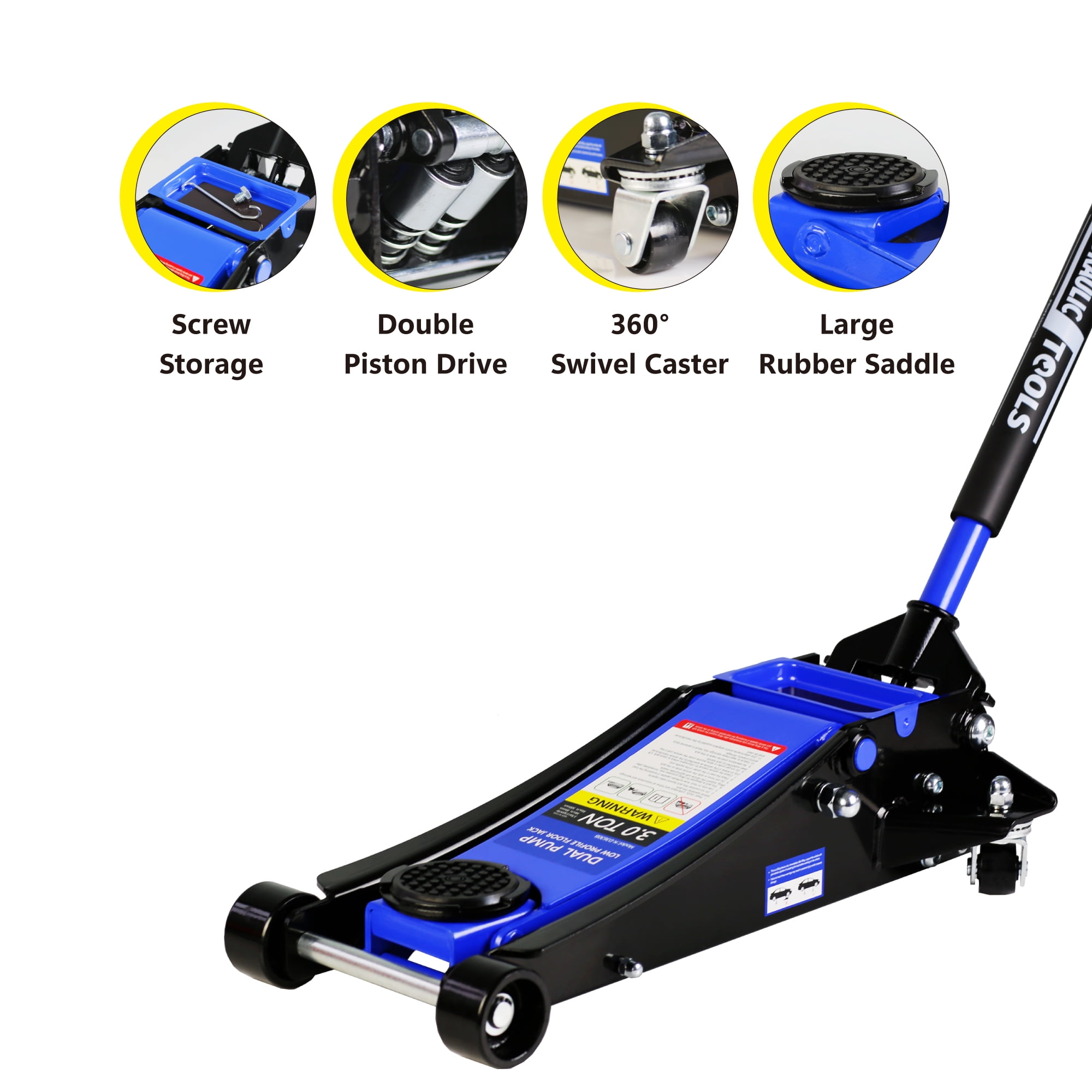 CQSXDA Hydraulic Low Profile and Steel Racing Floor Jack with Dual Piston Quick Lift Pump,3 Ton (6600 lb) Capacity, Blue