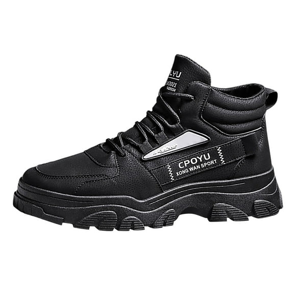 PMUYBHF Male Mens Gym Sneakers Men Fashion Walking Sneakers Non Slip Work Shoes Comfortable Leather Casual Tennis Shoes 40