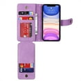 thumbnail image 5 of ELEHOLD Luxury Wallet Case for iPhone 11 (6.1") Card Slots Zipper Purse Stand Function with Crossbody Strap Wrist Strap PU Leather Shockproof Case for iPhone 11,Lightpurple, 5 of 7