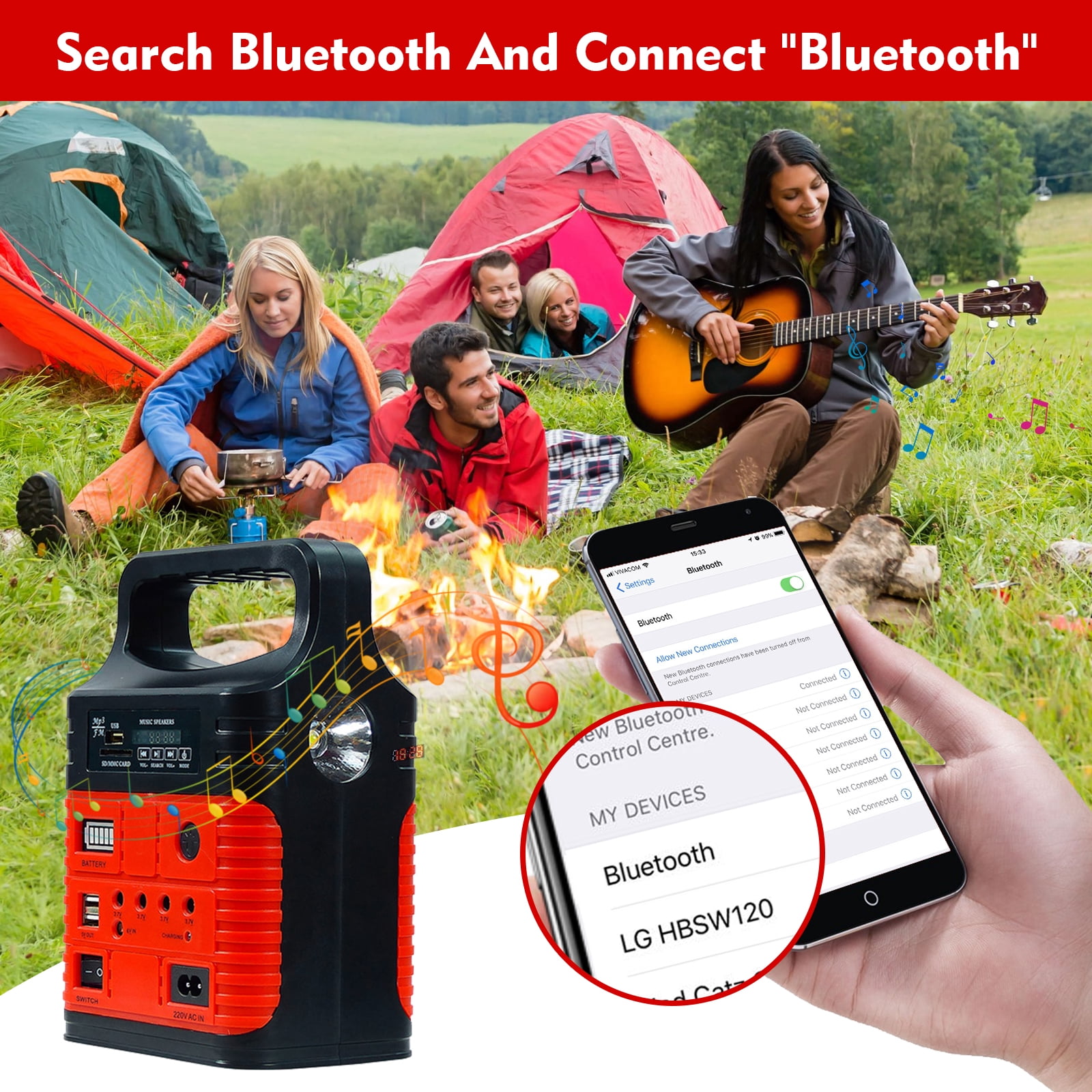 Portable Power Station,Solar Generator with Panels included,LiFePO4 Lithium Battery Pack Small Solar Powered Generator with DC/USB Outlets,LED Flashlight for Home Use,Outdoor Camping Quiet(Red)