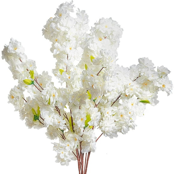 5pcs Artificial Cherry Blossom Branch Flowers 42.52 Inch Long Stem Silk Flowers Bouquet Fake Spring Peach Flowers for Office Home Wedding Decoration