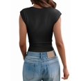 thumbnail image 3 of Womens Deep V Neck Crop Tank Tops Going Out Crop Top Sleeveless Slim Fit Y2k Summer Tops Black S, 3 of 7