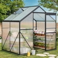 thumbnail image 3 of 6x4 FT Outdoor Greenhouse, Quick Setup Polycarbonate with Adjustable Roof Vent and Sliding Door, Aluminum Walk-in for Backyard Gardening (Black), 3 of 8