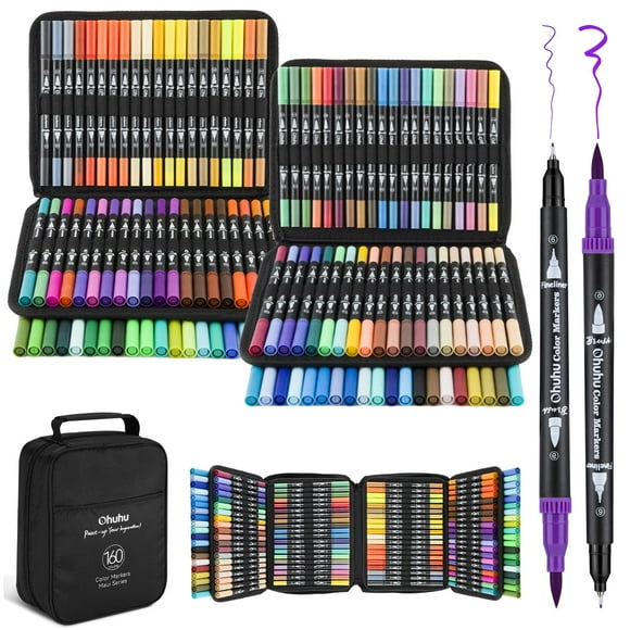 Rotuladores para colorear Ohuhu Maui 160 colores a base de agua con doble punta