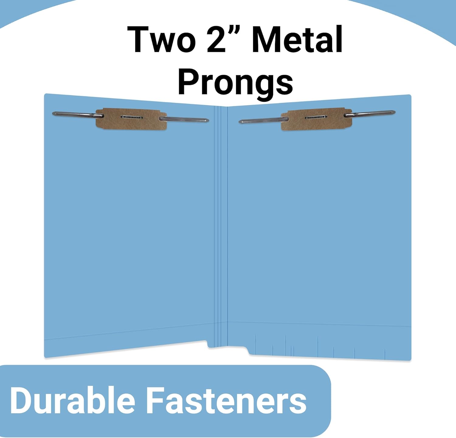 Blue File Folders, Made, , Two 2" Bonded Fasteners, Durable 11pt, Reinforced End Tab File Folders with 2 Prongs, Colored Office & Medical Charts Patient Chart, Box of 50