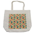 thumbnail image 1 of Retro Shopping Bag, Hipster Design Soft Colored Big Polka Dots Pattern Vintage Style Spotted Graphic, Eco-Friendly Reusable Bag for Groceries Beach and More, 15.5" X 14.5", Cream, by Ambesonne, 1 of 2