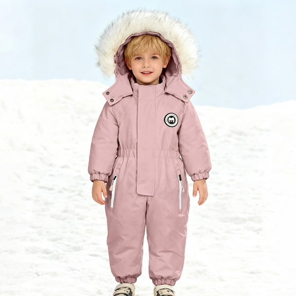 CAIVO Boys Winter Thermal Romper Jumpsuit Baby Snowsuit Onesie Jumpsuit Warm Thick Padded Coverall For Toddler Kids Birthday Long Sleeve One-Pieces