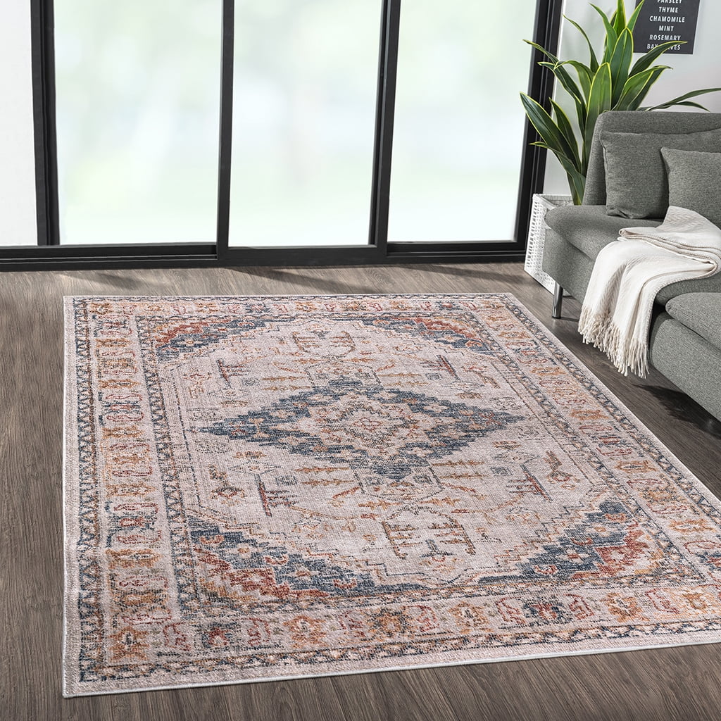 MAYEERTY 8'x10' Vintage Medallion Woven Area Rug for Living Room Bedroom