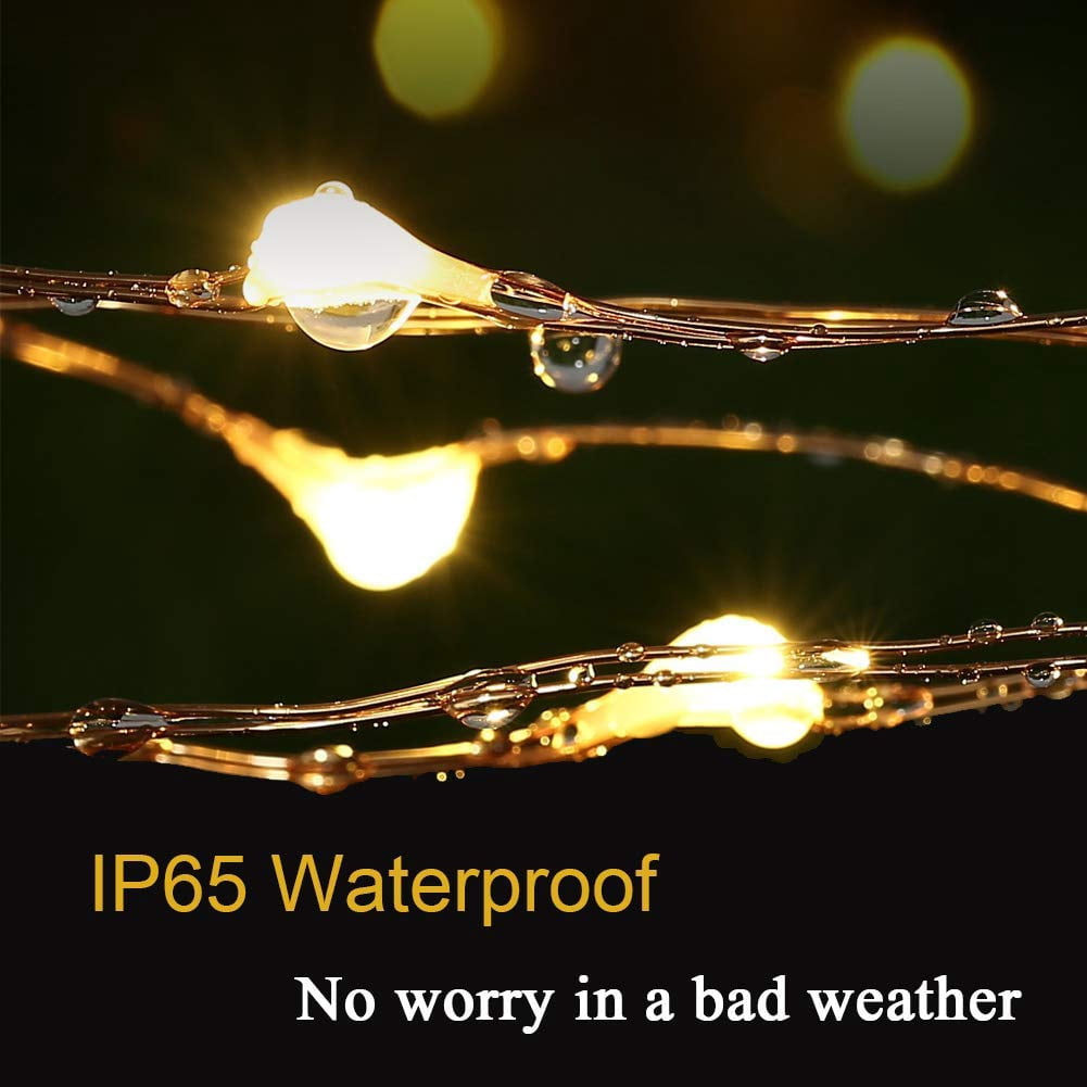 Solar String Lights Outdoor, 4 Pack Total 220ft 600 LED Solar Fairy Lights 8 Modes Waterproof Copper Wire Solar Powered Light for Patio Tree Garden Yard Weeding Party Xmas Decor (Warm White)