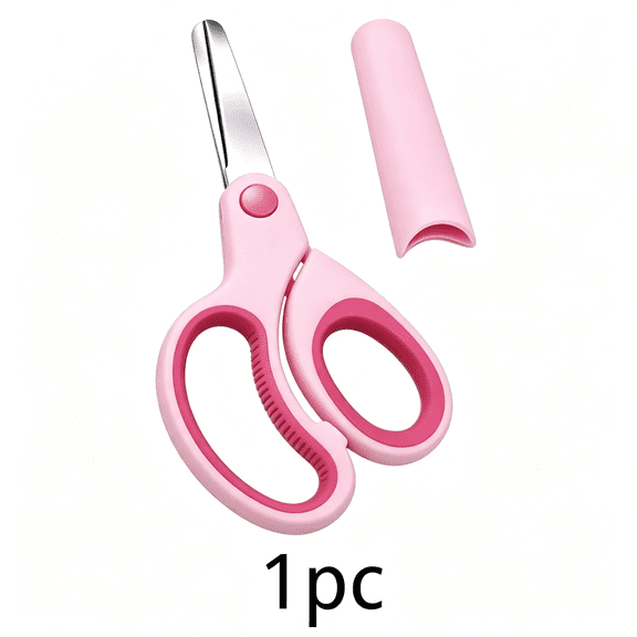 EXLEAF 2026 New Scissors for Office,Polished Stainless Steel Blades,Comfortable Grip Handles,Scissors for Crafting Safety Round Tip Design,Pink