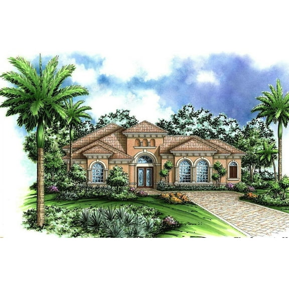 014-3256 Cmu European Mediterranean Spanish 3 Bed, 4 Bath Luxury Home Plan, 3256 Sq Ft, Full Blueprints with License to Build by Home Plan Marketplace - Lesuto