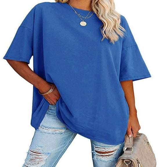 LEEYNEER Women Plus Size T Shirts Oversized Half Sleeve Tunic Top