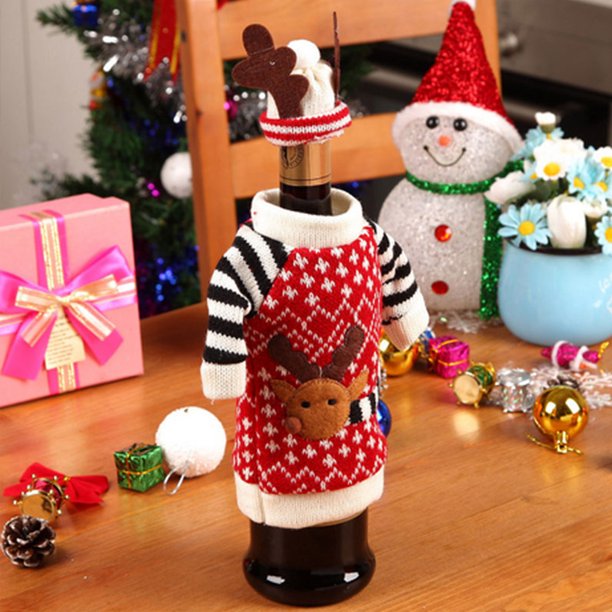 Funda para botella de vino de Navidad decoración interior sombreros de asta traje superior rojo Hugtrwg Para estrenar