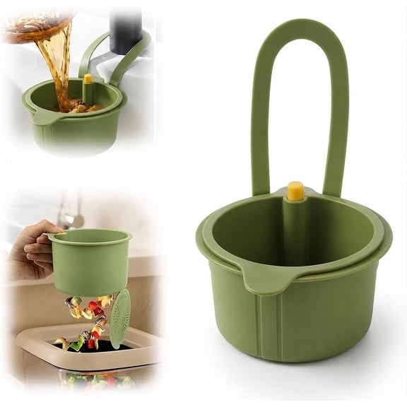 Sink Drain Basket for Kitchen Sink, Removable Double Layer Mesh Drain Basket, Silicone Food Waste Filter and Sponge Holder, Kitchen Sink Organizer Storage Rack, Green