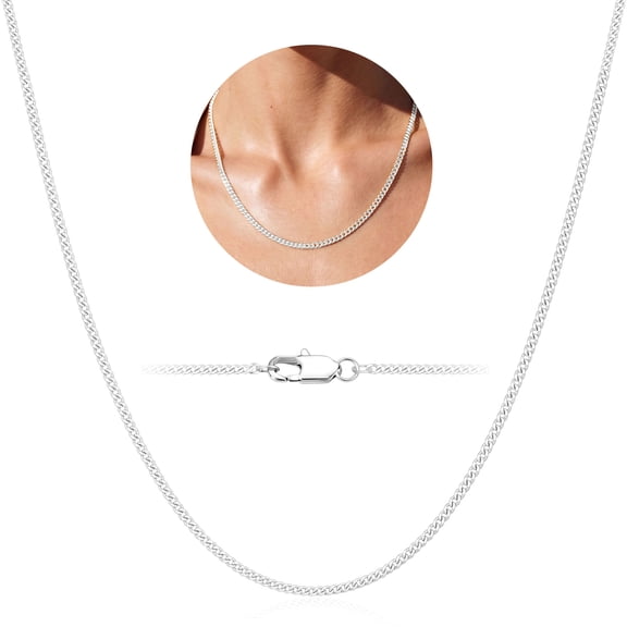 LUNVKY S925 Sterling Silver Plated Chains for Women Girls 1.5mm/2mm Cuban Curb Link Non-tarnish Necklace Birthday Jewelry Gifts Teen Her Kids Age Ideas 16/18/20/22 Inch