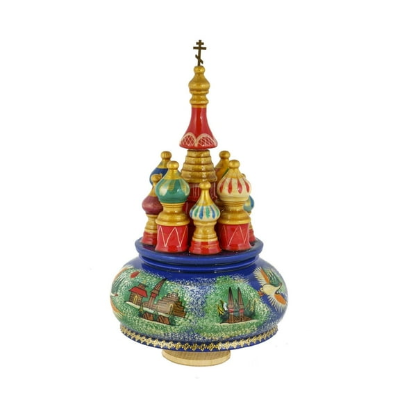 STP GOODS Saint Basils Cathedral Wooden Music Box 7.9x4.4” (20x11 cm) Handmade and Hand-Painted Musical Box