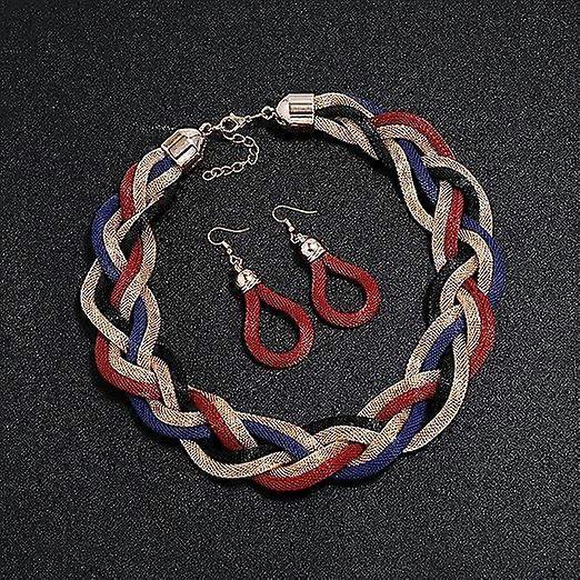 Collar con colgante de MMonesu, dorado y negro, con diseño de cable hueco trenzado, con babero grande, gargantilla gruesa, collar tribal nacional, joyería para vestido de graduación para mujer.