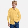 thumbnail image 2 of NIEWTR Boys Oxford Dress Shirt Long Sleeve Classic Button Down Solid Color Shirt for Uniform Church and Special Family Events（A-Yellow,7-8 Years), 2 of 9