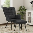 thumbnail image 3 of Abble Faux Leather Accent Chair with Ottoman and Toss Pillow for Living Room, Bed Room, Black, 3 of 6