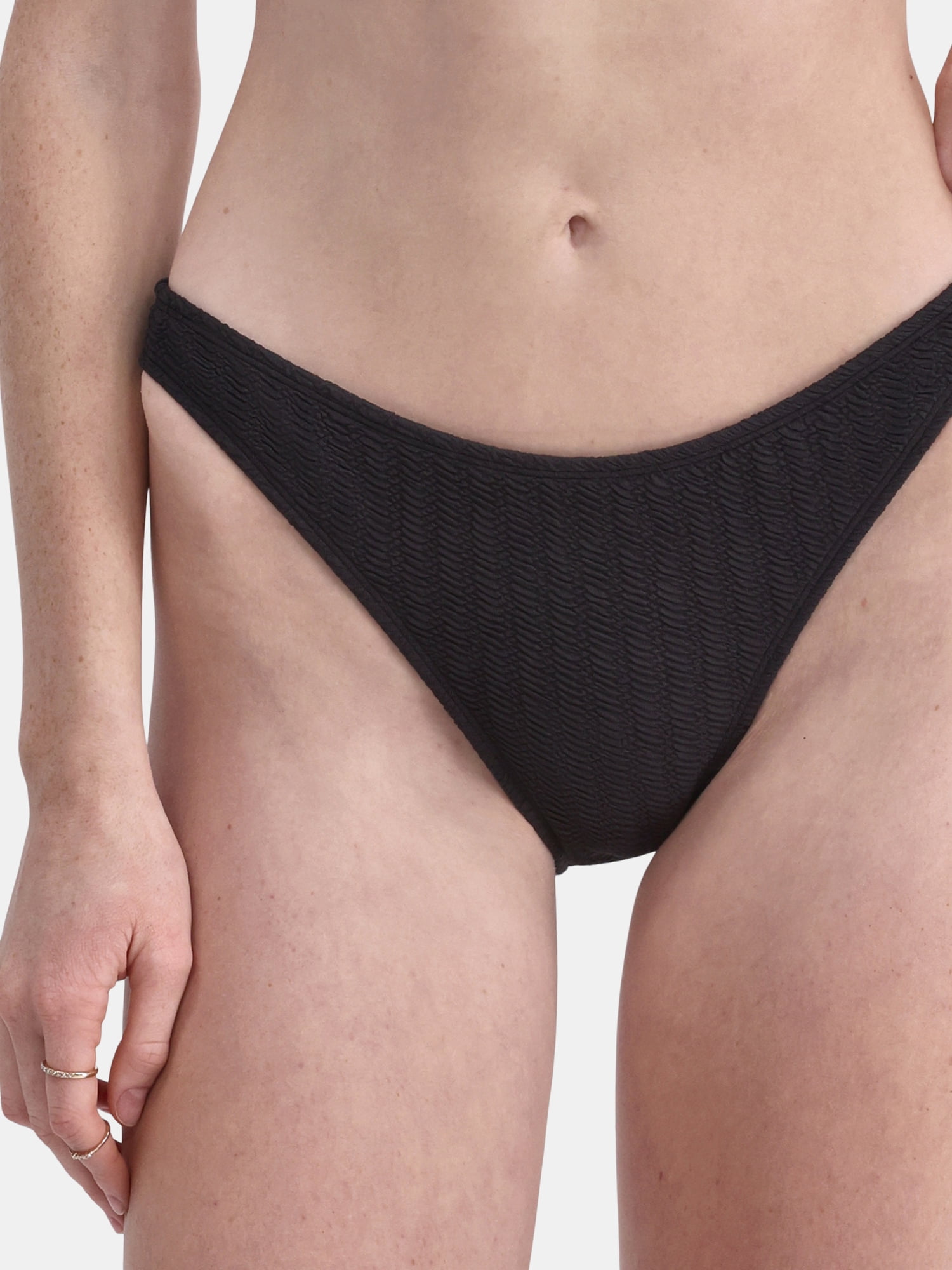 No Boundaries Women's Herringbone Crinkle Bikini Bottoms, Sizes XXS-XXL