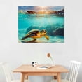 thumbnail image 3 of JRXY Green Sea Turtle Wall Hawaiian Sea Turtle Florida Sea Life Teal Watercolor Poster Canvas Wall Art Living Room Bedroom Painting Living Room Decor picture 2, 3 of 5