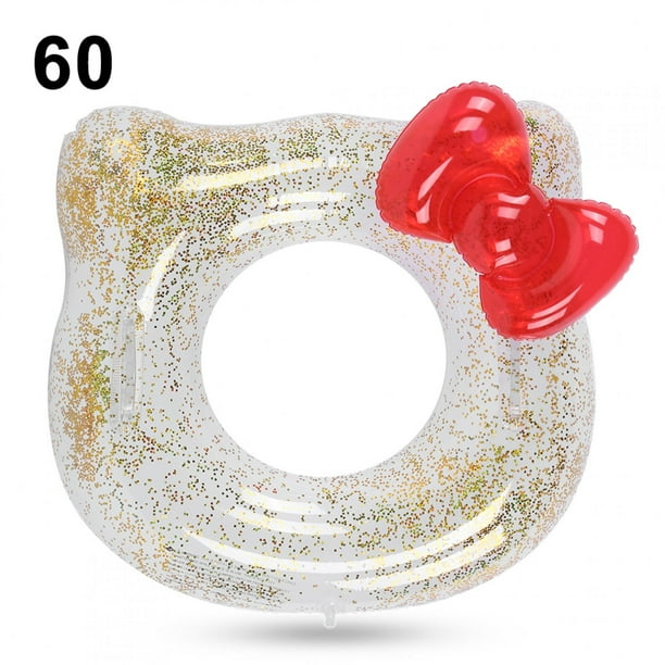 Anillo de tubo de natación con forma de gato y lazo rojo con lentejuelas, anillos salvavidas para axilas, círculo flotante para niña y bebé, forma bonita de 60cm YUNYI BRAND Deportes