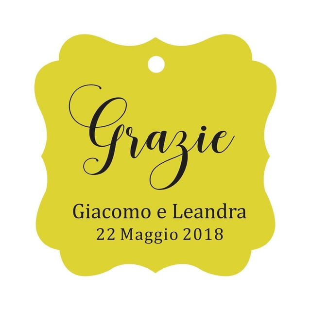 Darling Souvenir Wedding Favor Tag Grazie Wedding Thank You Gift Custom Hang Tags-Yellow-50 Tags