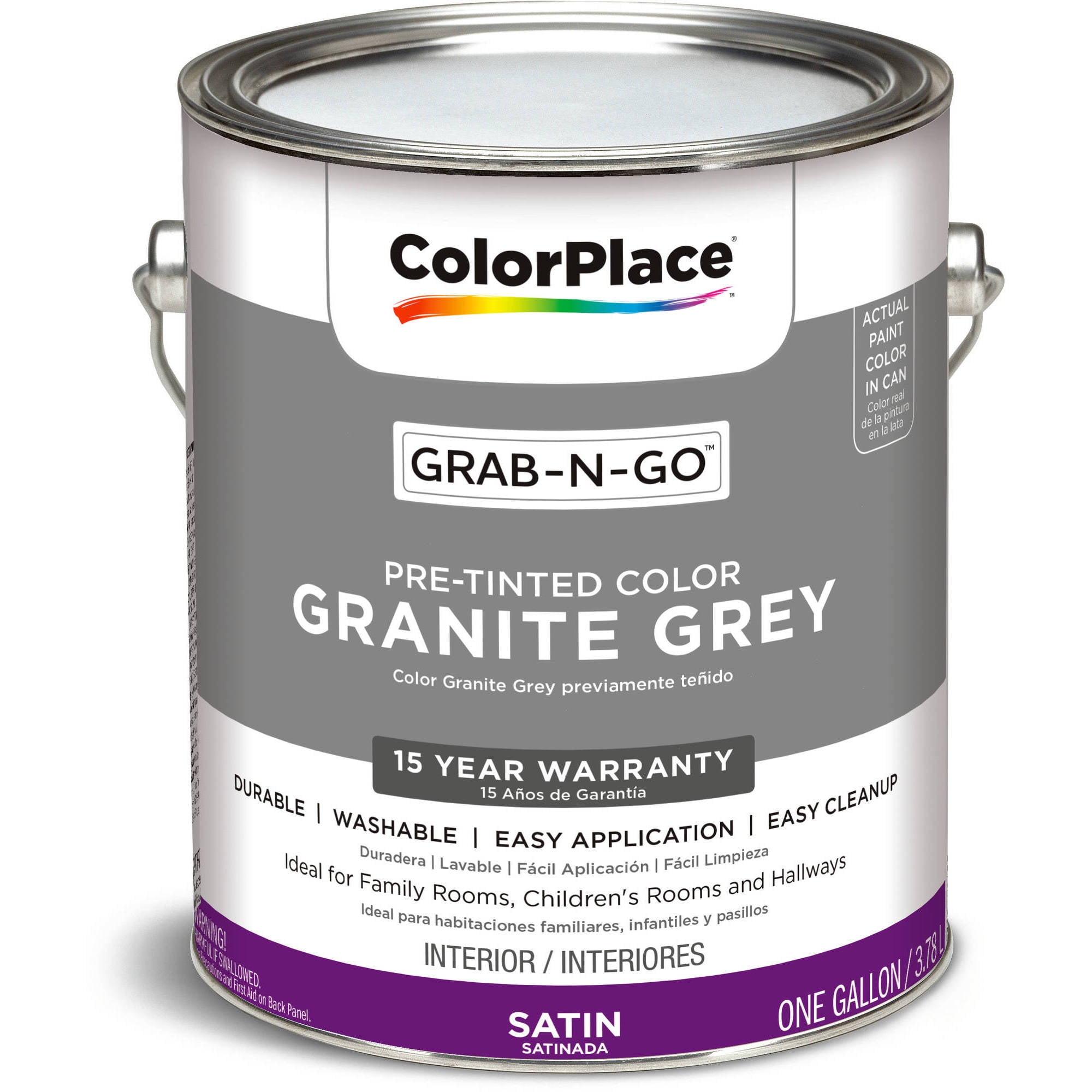ColorPlace Grab-N-Go, Interior Paint, Satin Finish, Granite Grey, 1 Gallon by PPG Architectural CoatingS