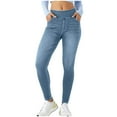 thumbnail image 3 of vigerkar Women's High Waisted Jeggings Pants Stretchy Tummy Control Skinny Jean Leggings with Pockets 2025 Sky Blue, L, 3 of 9