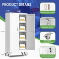 thumbnail image 3 of 61" Tall Metal Garage Storage Cabinet with Wheels and Locking Doors and Tall Rolling Steel Tool Cabinet with 3 Adjustable Shelves for Garage,Home,Office,Shop (White), 3 of 12