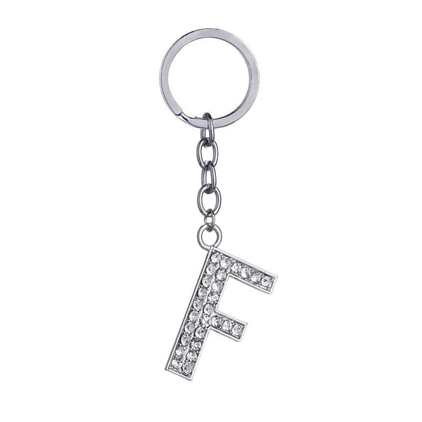 Unisex Keychain Zinc Alloy Diamond Letter Pendant Creative Heart Shaped Metal Key Ring Individually Packed Key