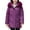 Purple, variant on ZRGHAOYLQ Women's Winter Puffer Jacket Coat Slim Fit Padded Parkas Thermal Zip Up Jackets Solid Quilted Coats with Faux Fur Hood Long Sleeve Warm Up Overcoat for Cold Weather