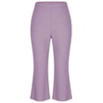 thumbnail image 6 of Yyeselk Women High Waisted Capri Flare Pants Slim Fit Solid Color Fashion Pleated Bell Bottoms Lightweight Stretch Yoga Leggings Purple XXL, 6 of 6