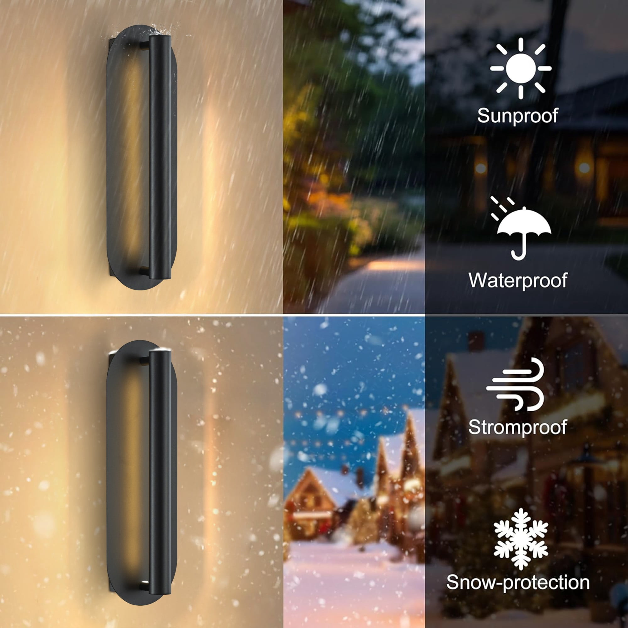 H19" Oval Matte Black 23W Integrated LED Wall Sconce with Acrylic Shade Modern Dusk to Dawn Outdoor Wall Light Waterproof Exterior Light Fixture for Porch  Patio