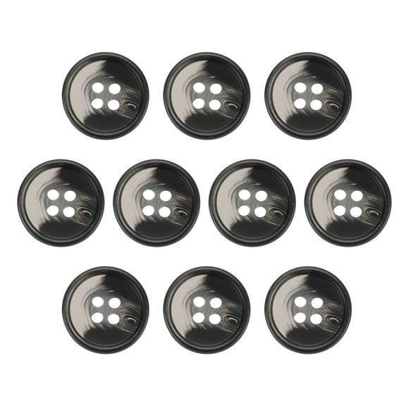 Uxcell 10pcs Resin Sewing Button, 15mm 5/8-inch 4 Holes Round Buttons for Coat, Men's Suit, Clothes Garment, 2#Black Pattern