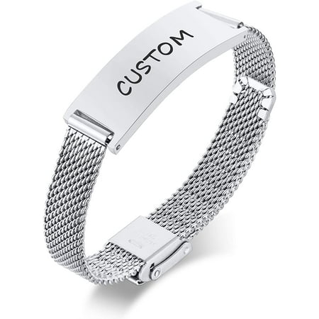 Gold Identity Bracelet For Men And Boys ENGRAVED PERSONALISED - Foto 3