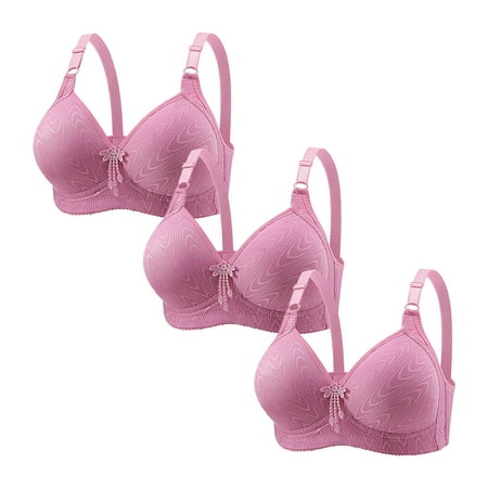 Audhol Support Bras for Women Bras for Women No Underwire Adjustable Bras Full Coverage Support Bralette Plus Size Everyday Bra Pack of 3 Everyday Bras for Women Purple L