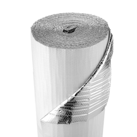 VEVOR Reflective Insulation Roll, Double-Layer Air Bubble Radiant Barrier, 6mm 48 in x 100 ft, Aluminum Foil White PE Film Heat Reflective Shield