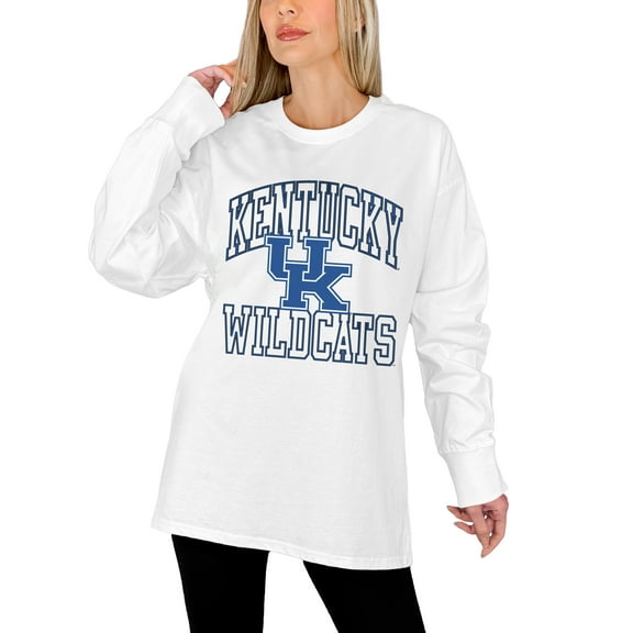 Women's Gameday Couture White Kentucky Wildcats Mind Games Oversized Long Sleeve T-Shirt