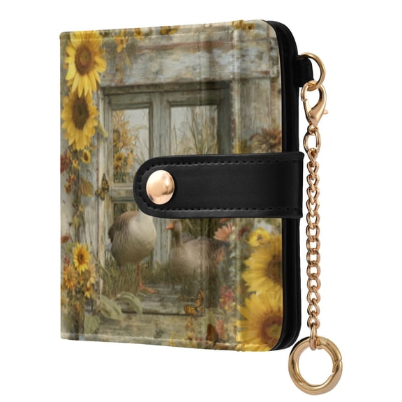 Qxltty Country Goose Ladies Wallet Rfid Slim Thin Compact Credit Card Women Wallet Zipper Coin Pocket and ID Window for Female Gifts
